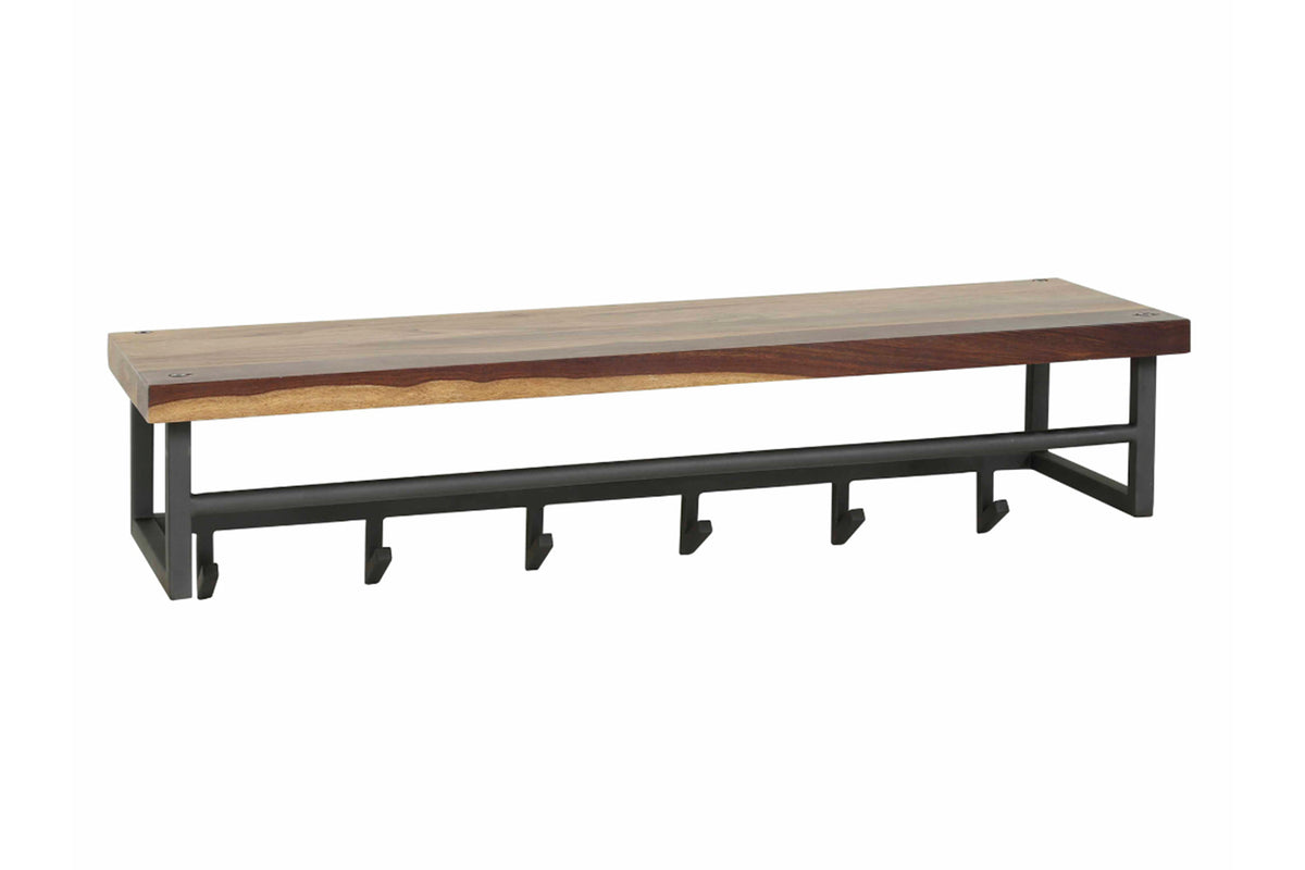 KAWOLA Garderobe ADELIA Nussbaum Metall Hutablage 6 Haken grau