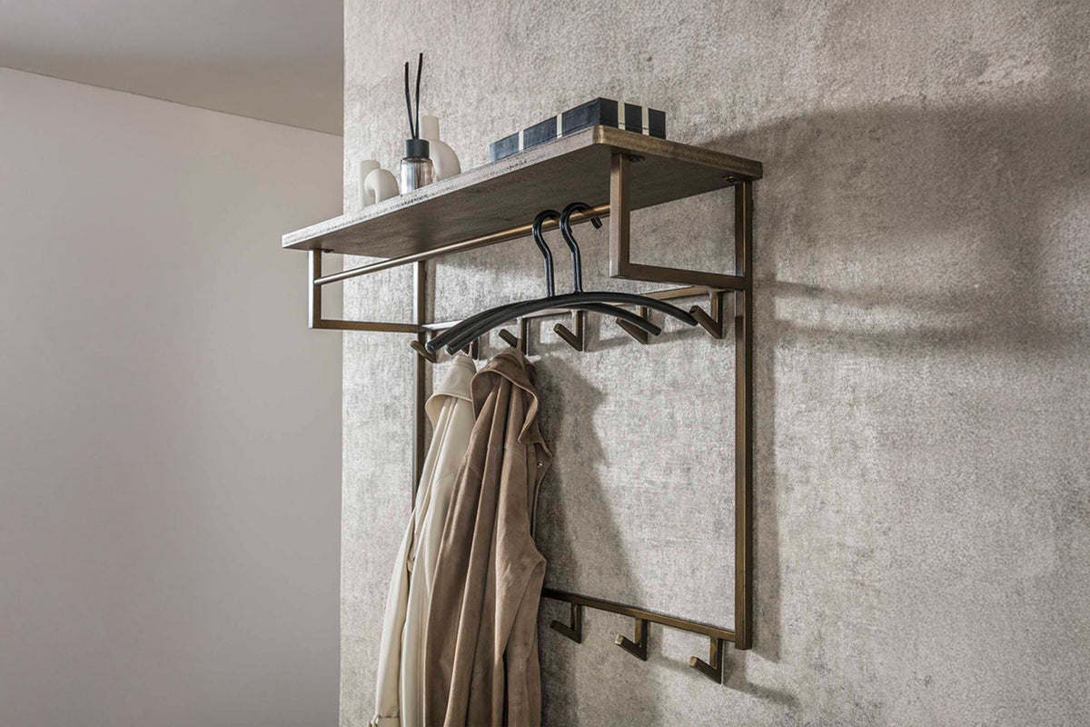KAWOLA Garderobe AUREA Metall Hutablage 12 Haken bronze