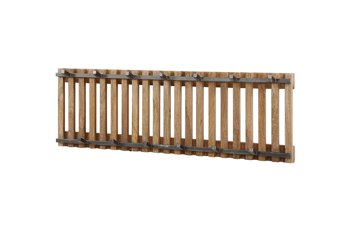 KAWOLA Garderobe JACINTA Mangoholz Metall 13 Haken braun