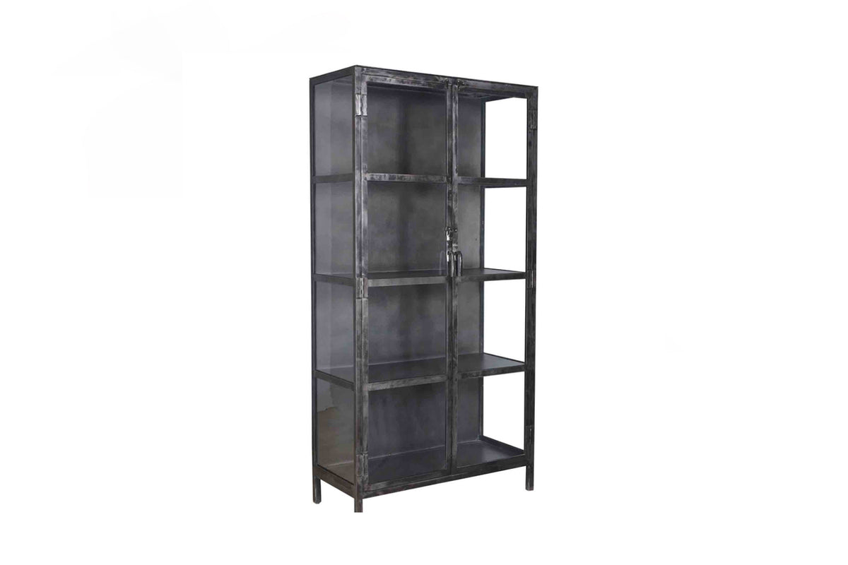 KAWOLA Highboard ARLES Vitrine Metall schwarz 2 Türen