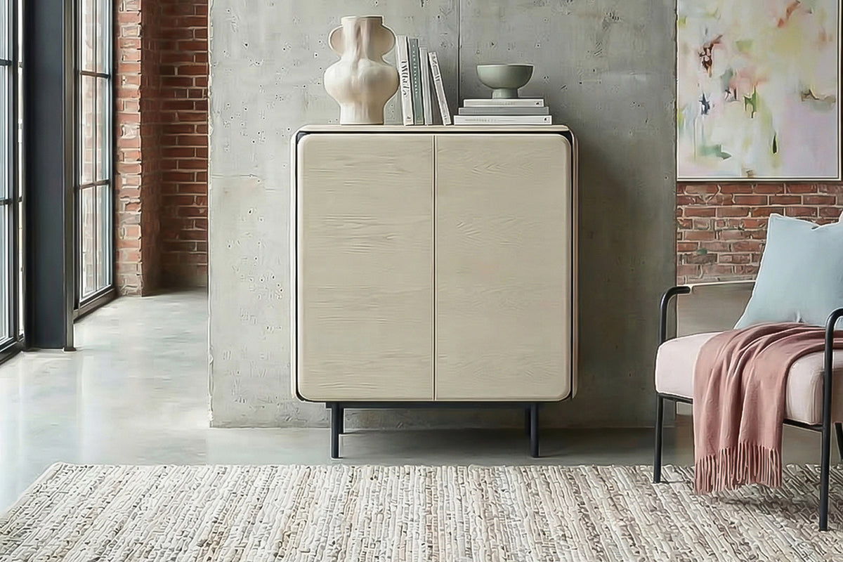 KAWOLA Highboard AVRIL 2 Türen Eiche grau