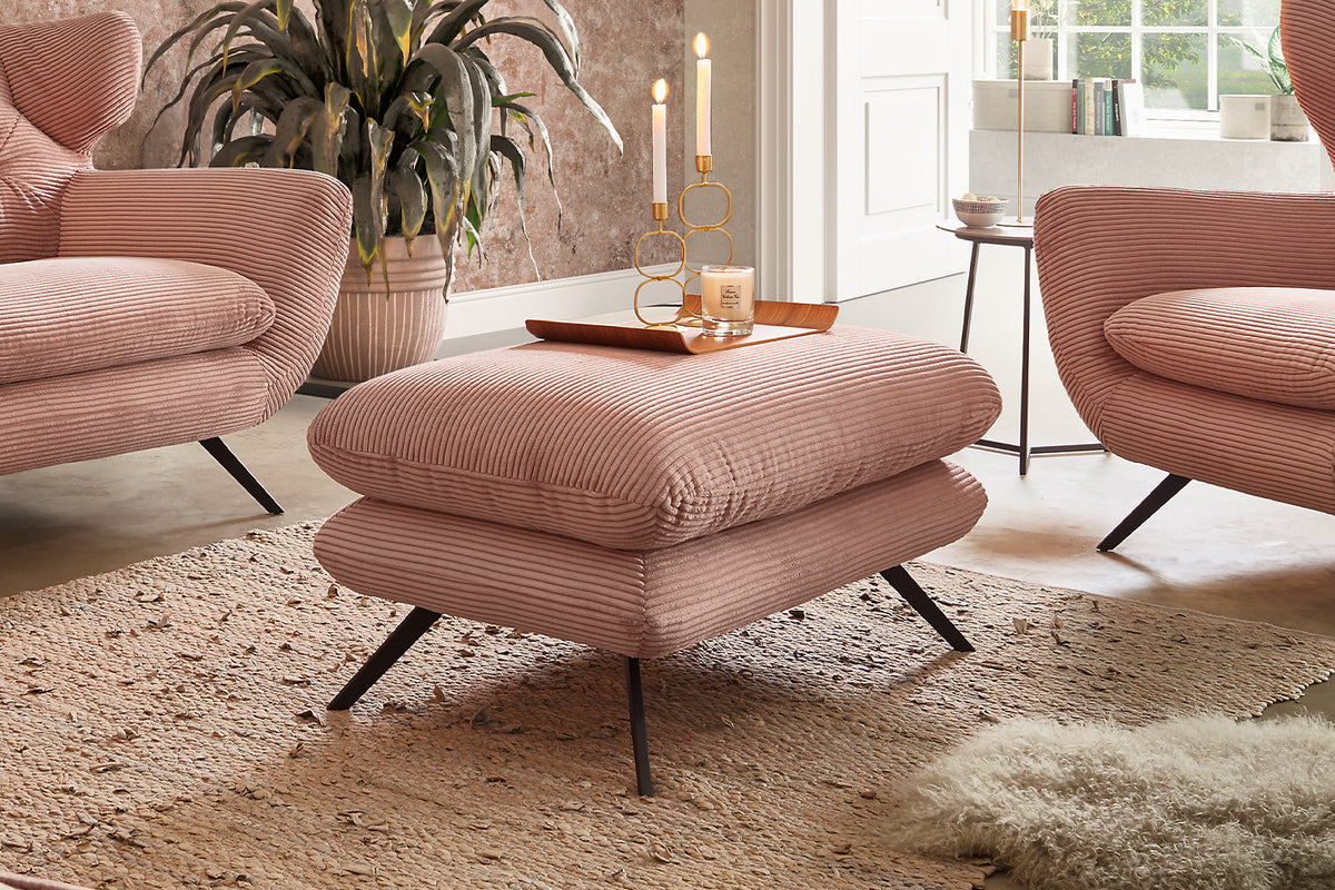 KAWOLA Hocker CHARME Hockerbank groß Cord rosa