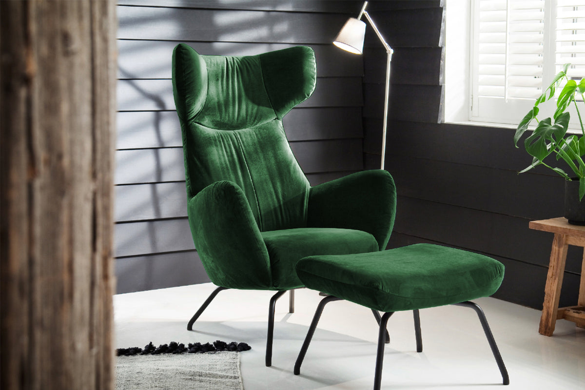 KAWOLA Hocker LOTTE Polsterhocker velvet smaragd