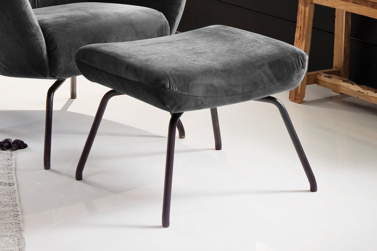 KAWOLA Hocker LOTTE Polsterhocker velvet stone