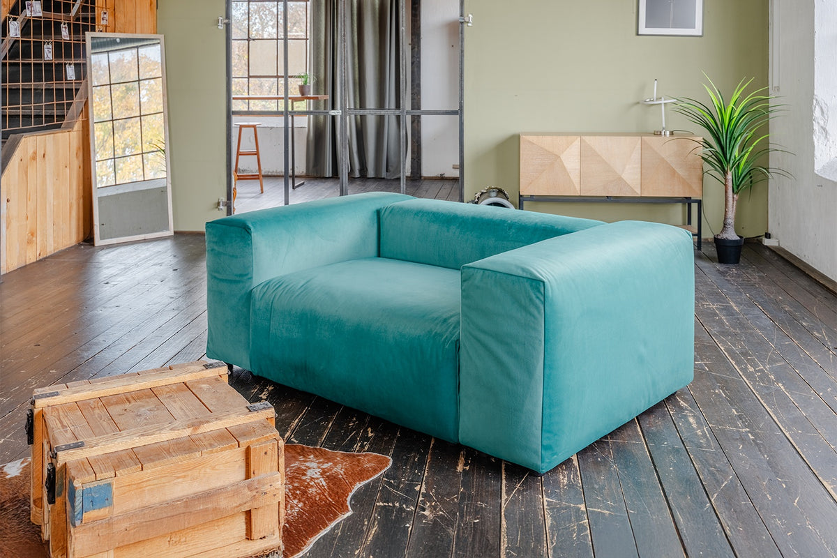 KAWOLA Loveseat MIA Modularer Sessel 4-tlg. Velvet grün