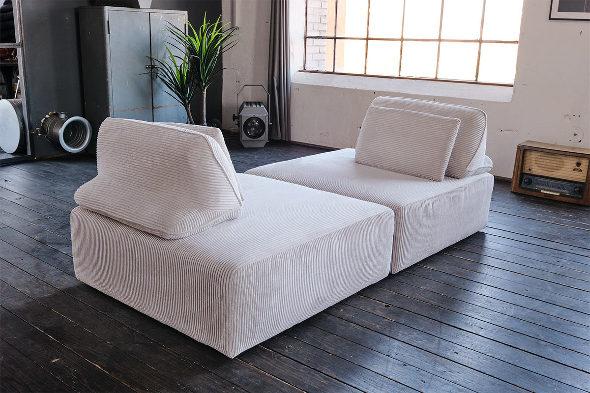 KAWOLA Modulsofa WIOLO SOFT 2 Module 2 Rückenkissen Cord hellgrau