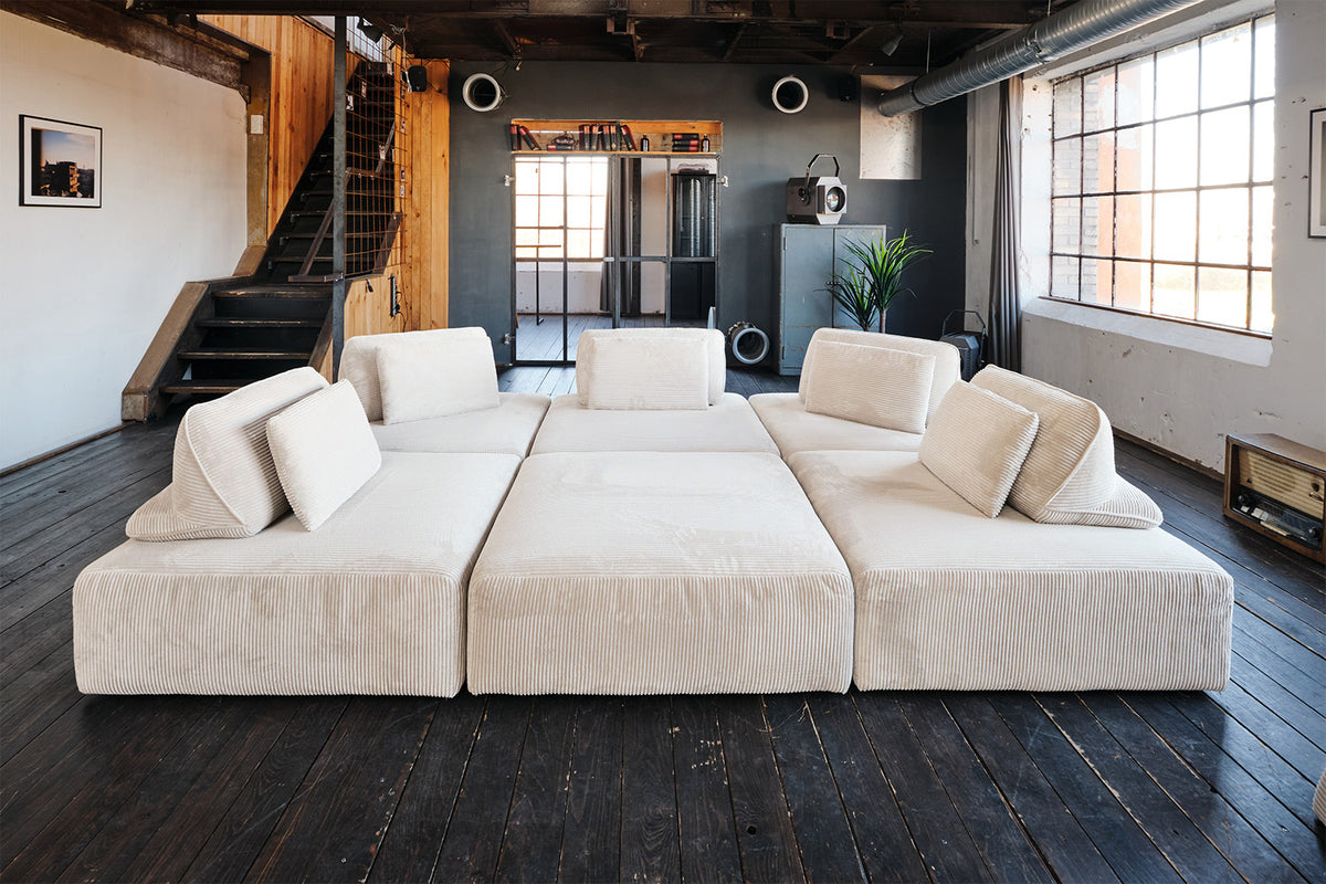 KAWOLA Modulsofa WIOLO SOFT 6 Module 6 Rückenkissen Cord cremeweiß