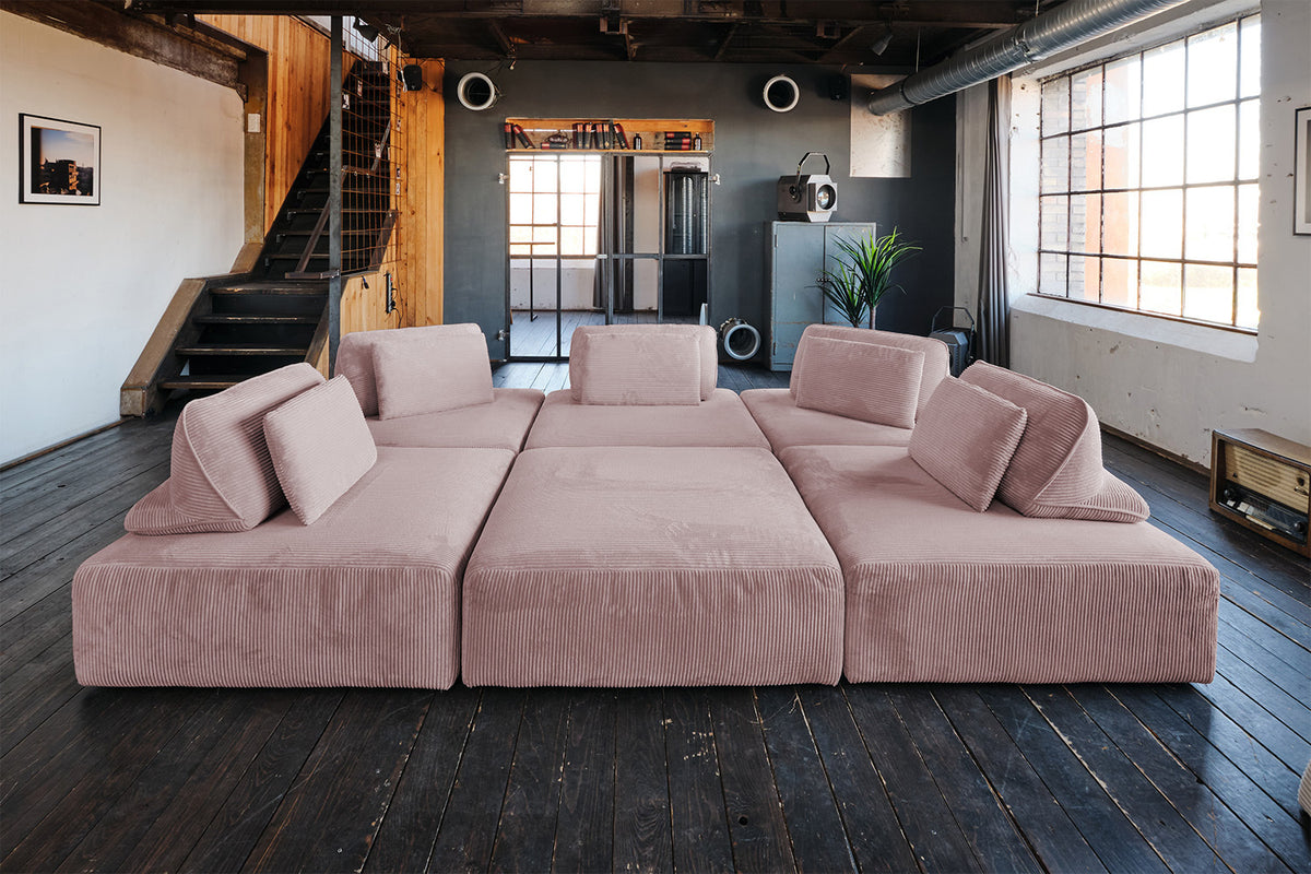 KAWOLA Modulsofa WIOLO SOFT 6 Module 6 Rückenkissen Cord rosa
