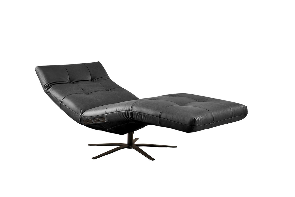 KAWOLA Relaxliege LETICIA motorisch Leder schwarz