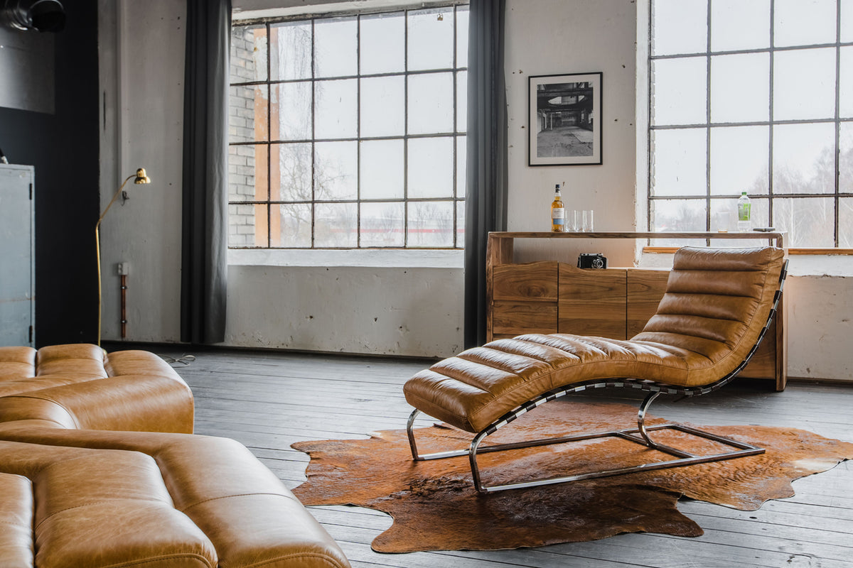KAWOLA Relaxliege SIRY Polsterliege Leder cognac