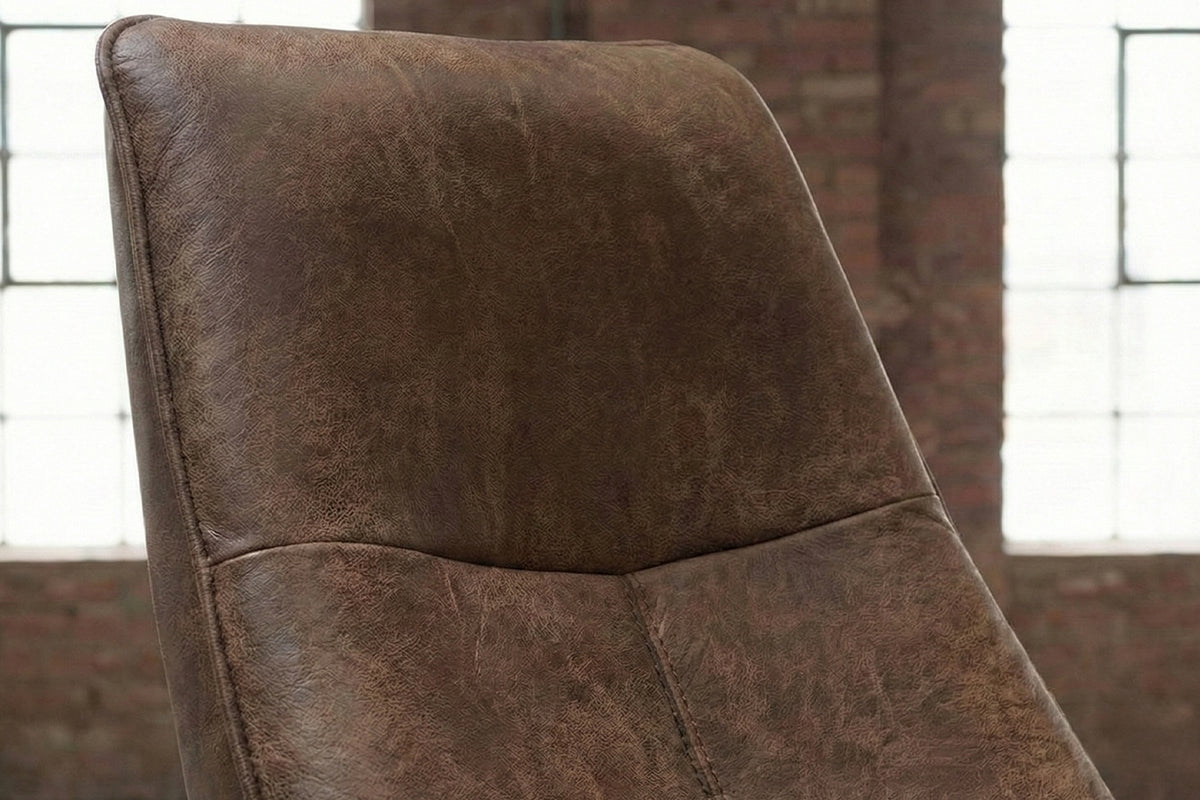 KAWOLA Relaxsessel FERREIRA Drehsessel Lederfaserstoff cognac mit Hocker