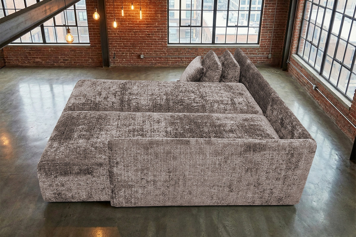 KAWOLA Schlafsofa SADIRA Ecksofa Stoff taupe