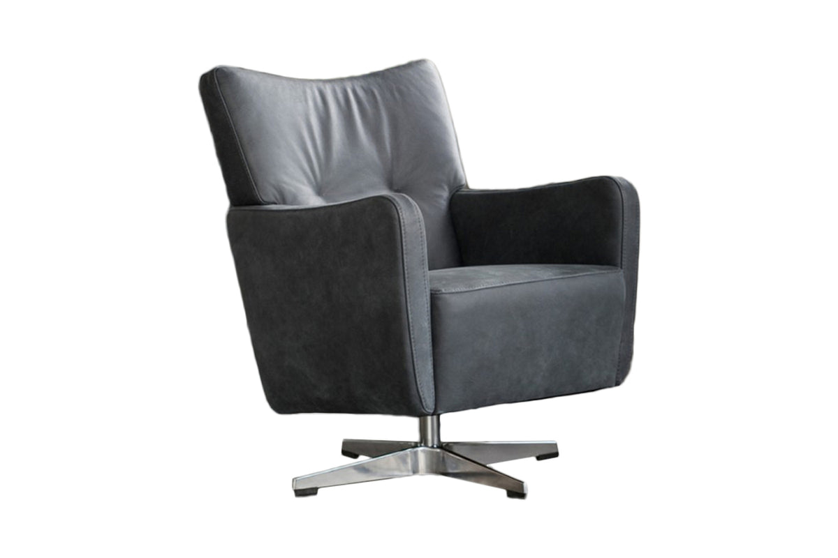 KAWOLA Sessel ALINE Drehsessel Sessel Leder schwarz (B/H/T)