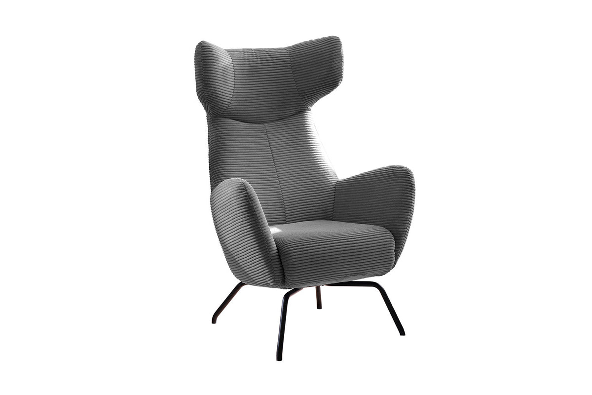 KAWOLA Sessel LOTTE Ohrensessel Cord grau