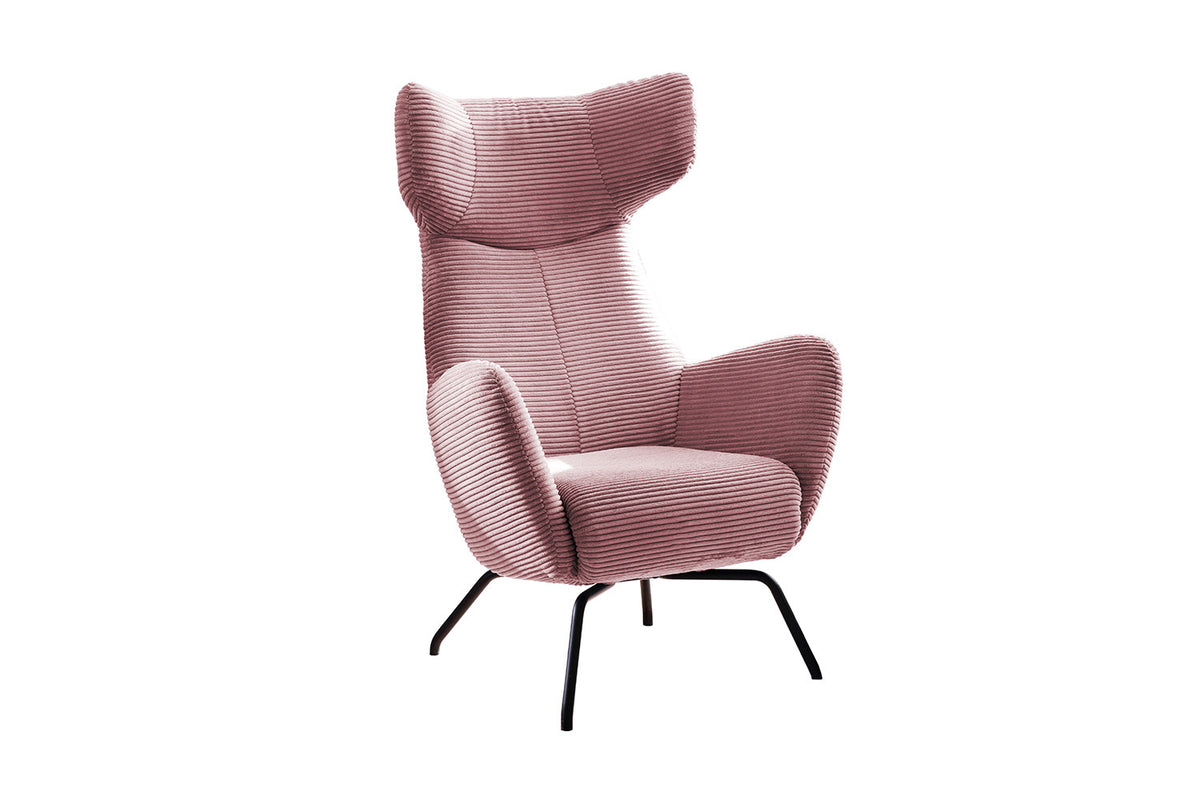 KAWOLA Sessel LOTTE Ohrensessel Cord rosa