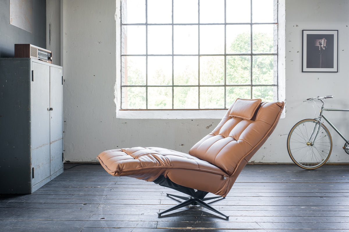 KAWOLA Sessel MIKO Relaxsessel drehbar Leder braun