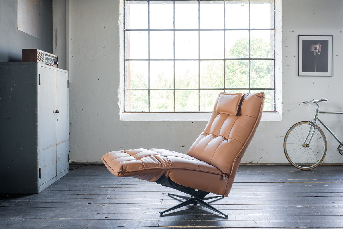 KAWOLA Sessel MIKO Relaxsessel drehbar Leder braun