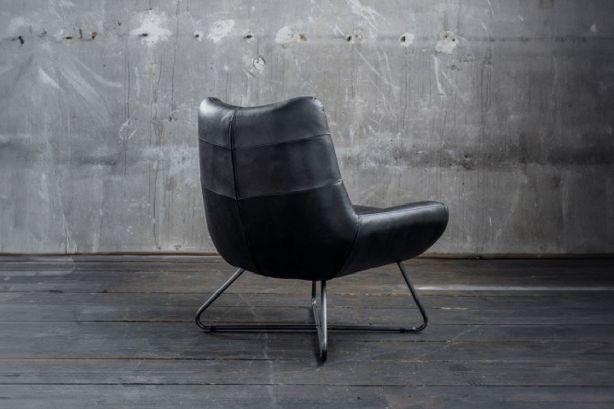 KAWOLA Sessel Snooze Leder schwarz B/H/T: