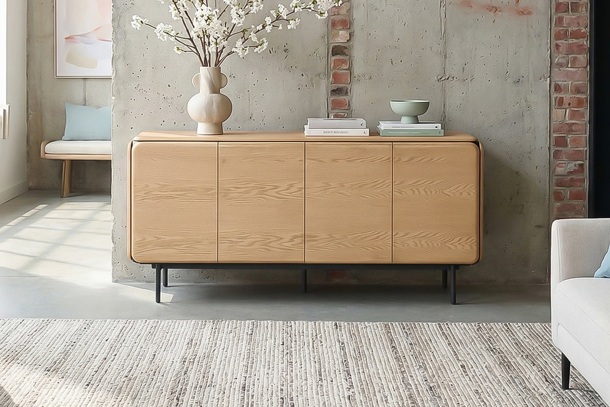 KAWOLA Sideboard AVRIL 4 Türen Eiche braun