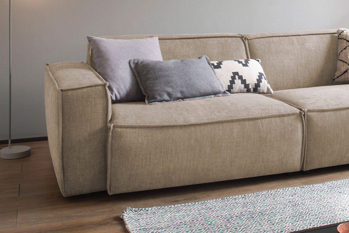 KAWOLA Sitzgruppe SAMU 3-Sitzer 2-Sitzer Chenille-Stoff taupe