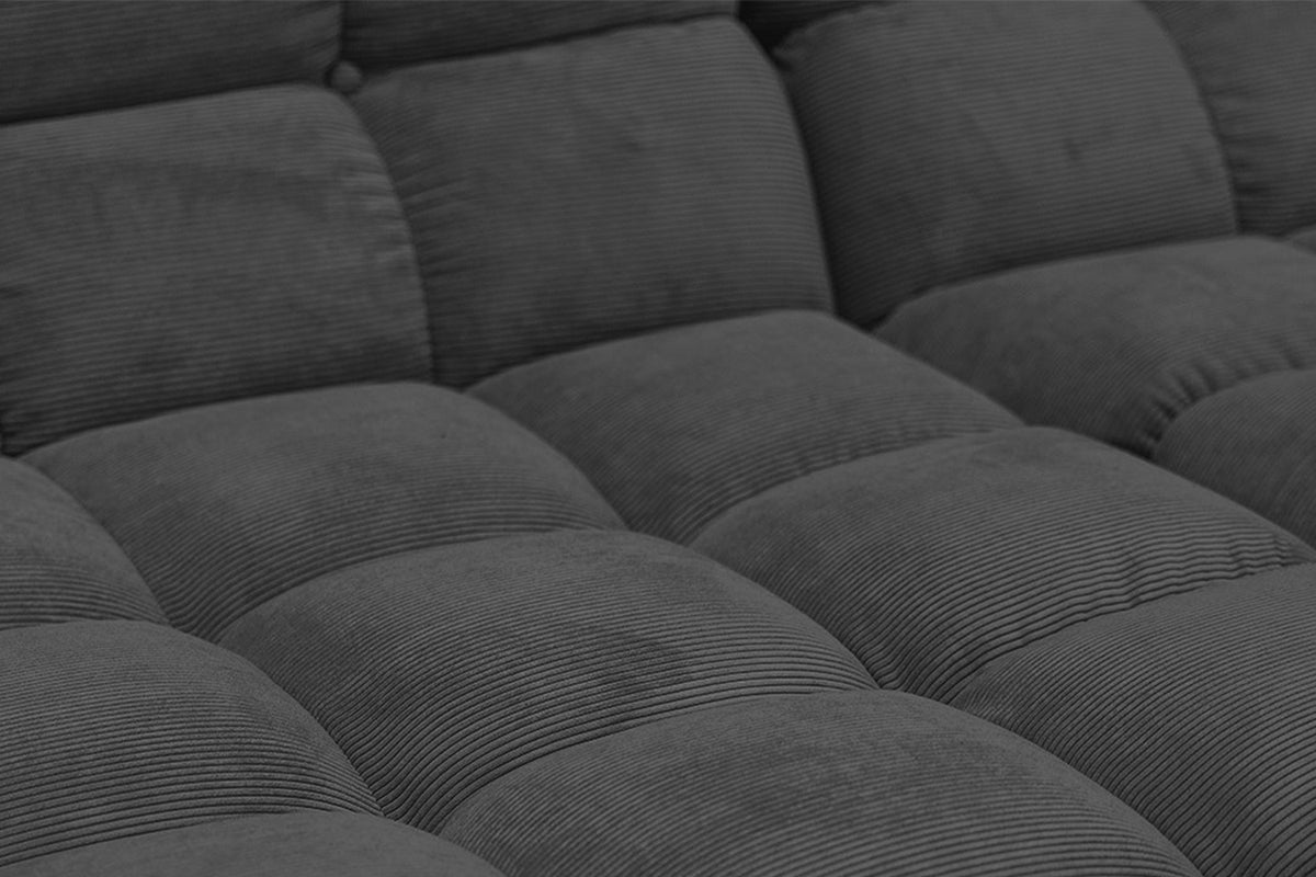 KAWOLA Sitzgruppe VIVIEN Ecksofa Drehsessel Hockerbank Feincord anthrazit