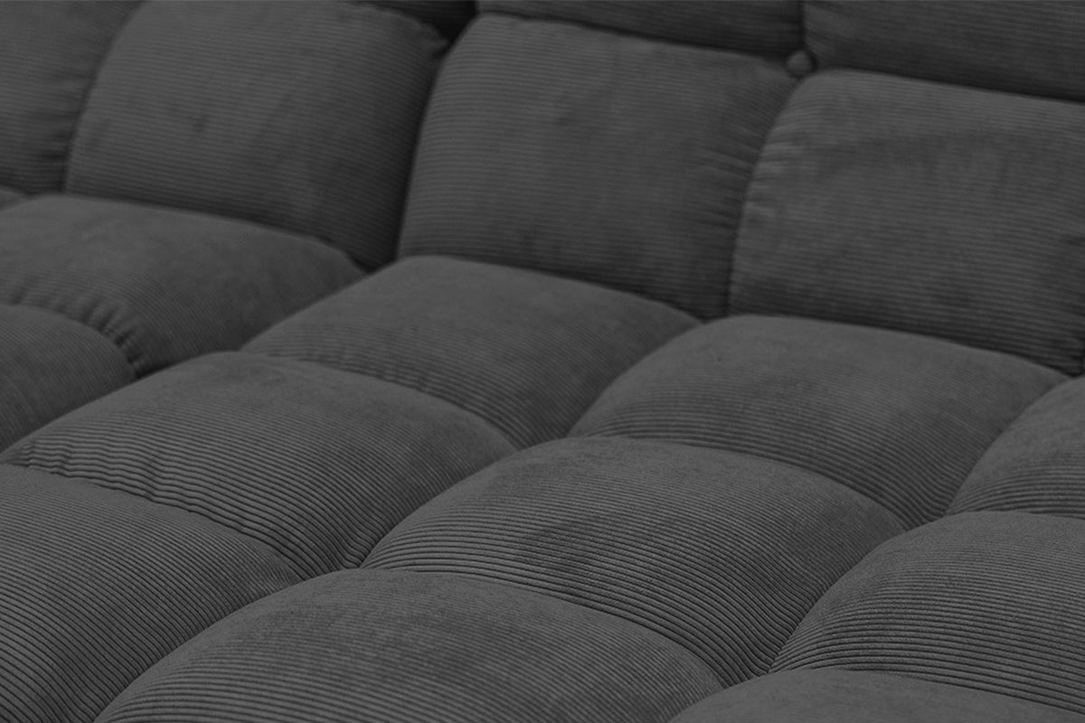 KAWOLA Sitzgruppe VIVIEN Ecksofa Drehsessel Hockerbank Feincord anthrazit