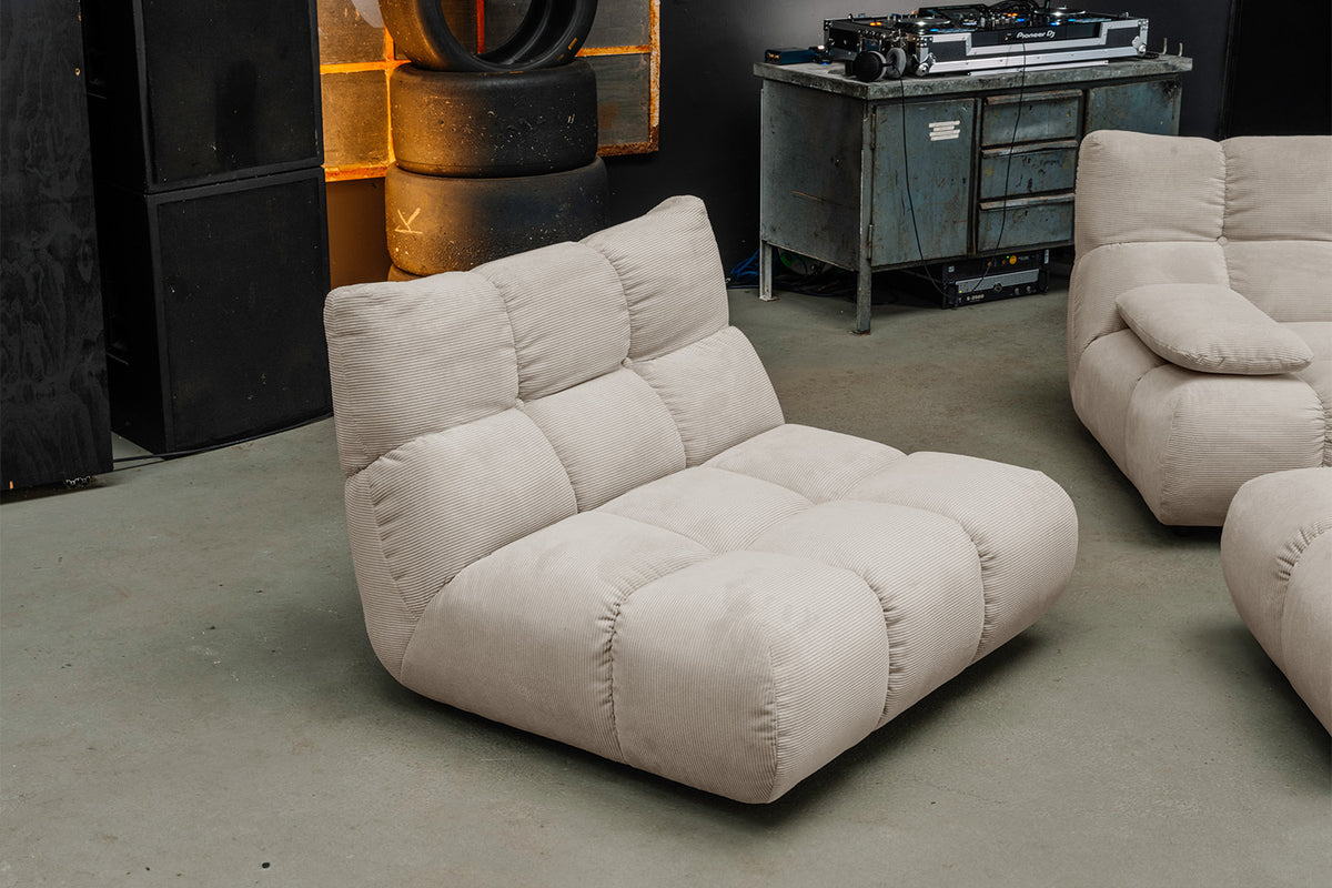 KAWOLA Sitzgruppe VIVIEN Ecksofa Drehsessel Hockerbank Feincord beige