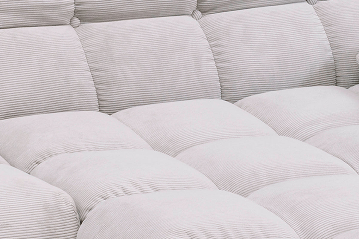 KAWOLA Sitzgruppe VIVIEN Ecksofa Drehsessel Hockerbank Feincord silber