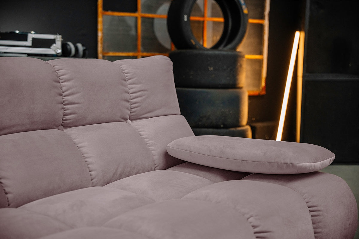 KAWOLA Sitzgruppe VIVIEN Ecksofa Drehsessel Hockerbank Velvet roségrau