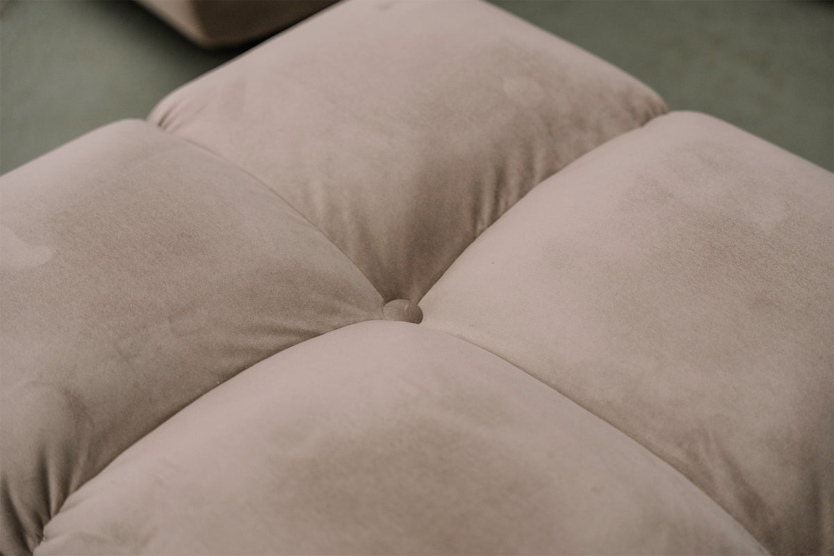 KAWOLA Sitzgruppe VIVIEN Ecksofa Drehsessel Hockerbank Velvet sand
