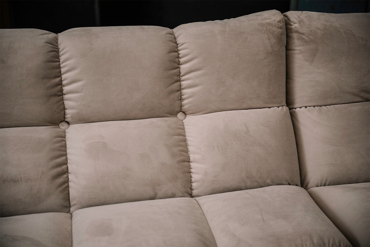 KAWOLA Sitzgruppe VIVIEN Ecksofa Drehsessel Hockerbank Velvet sand
