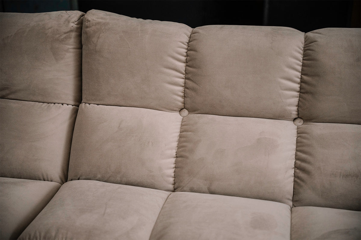 KAWOLA Sitzgruppe VIVIEN Ecksofa Drehsessel Hockerbank Velvet sand