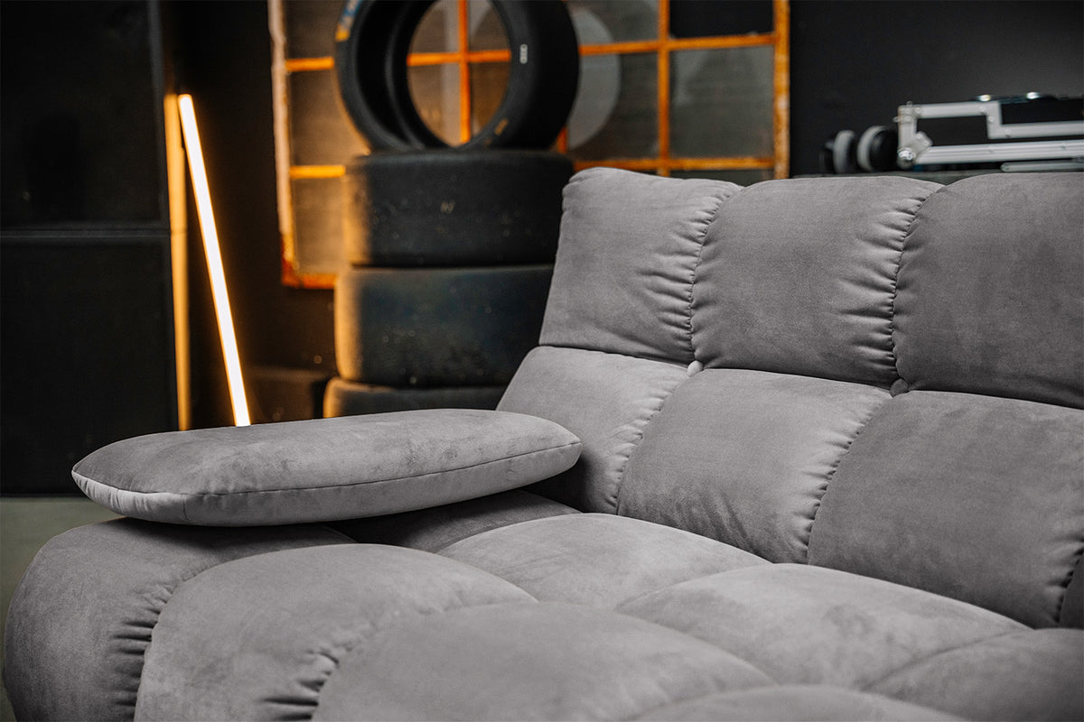 KAWOLA Sitzgruppe VIVIEN Ecksofa Drehsessel Hockerbank Velvet stone