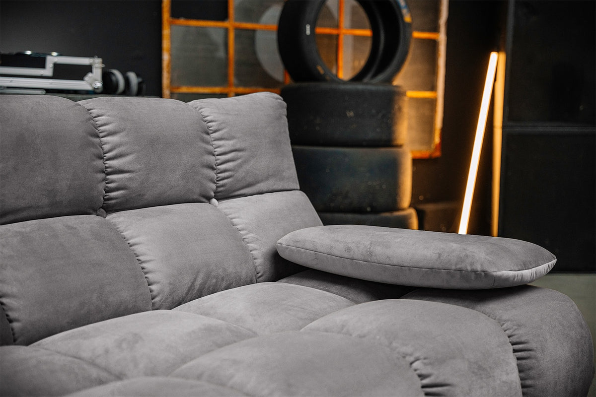 KAWOLA Sitzgruppe VIVIEN Ecksofa Drehsessel Hockerbank Velvet stone