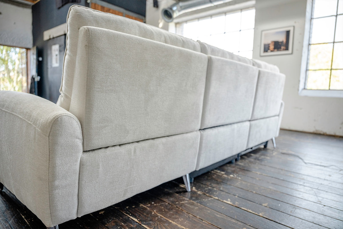 KAWOLA Sofa ADRIANA Ecksofa mit Relaxfunktion Stoff hellgrau
