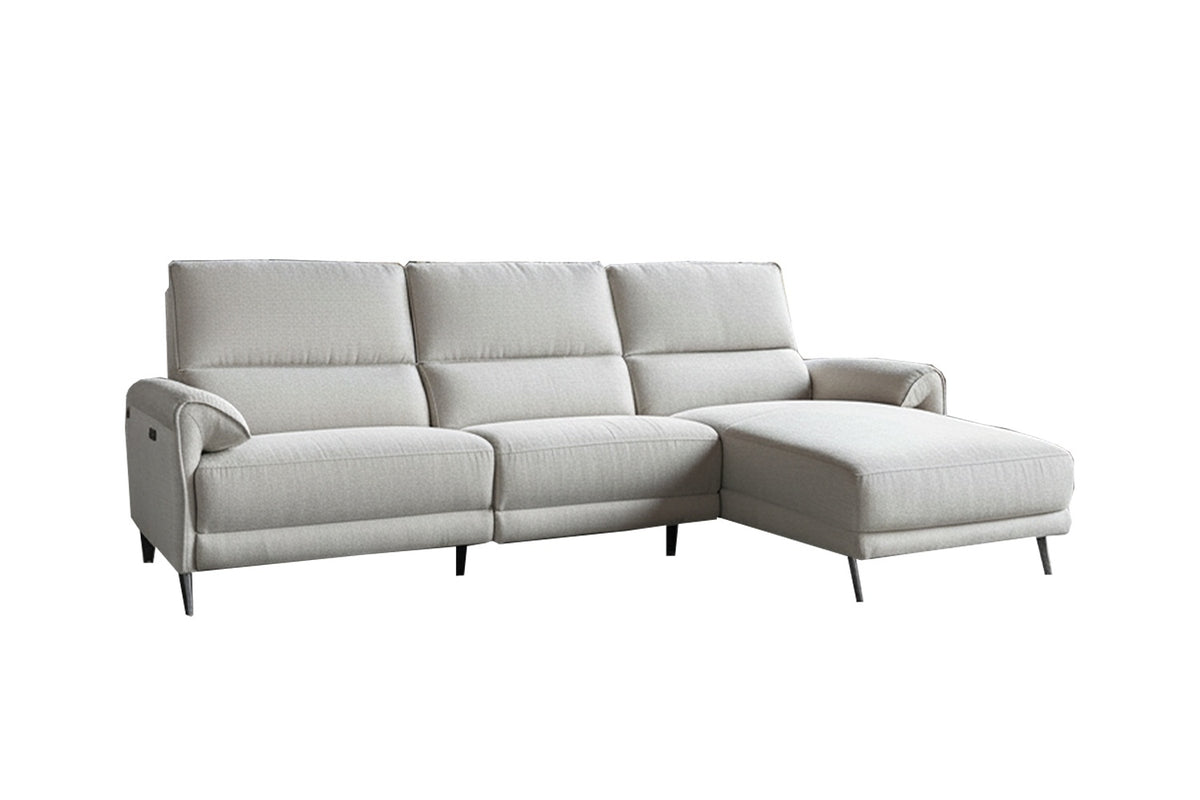 KAWOLA Sofa ADRIANA Ecksofa mit Relaxfunktion Stoff hellgrau