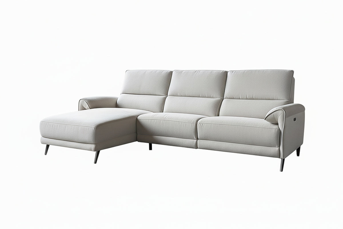 KAWOLA Sofa ADRIANA Ecksofa mit Relaxfunktion Stoff hellgrau
