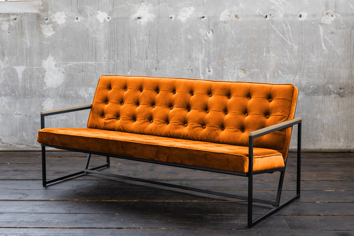 KAWOLA Sofa ARLY Polsterbank Bezug Velvet cognac