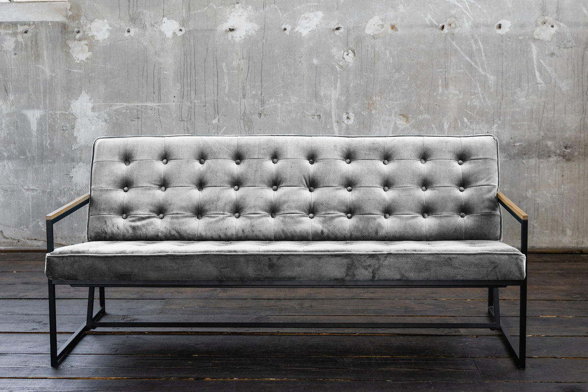 KAWOLA Sofa ARLY Polsterbank Bezug Velvet grau