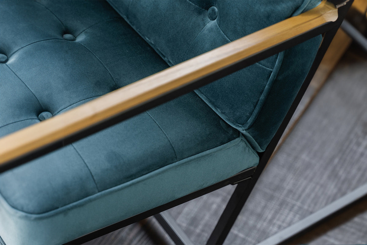 KAWOLA Sofa ARLY Polsterbank Bezug Velvet petrol