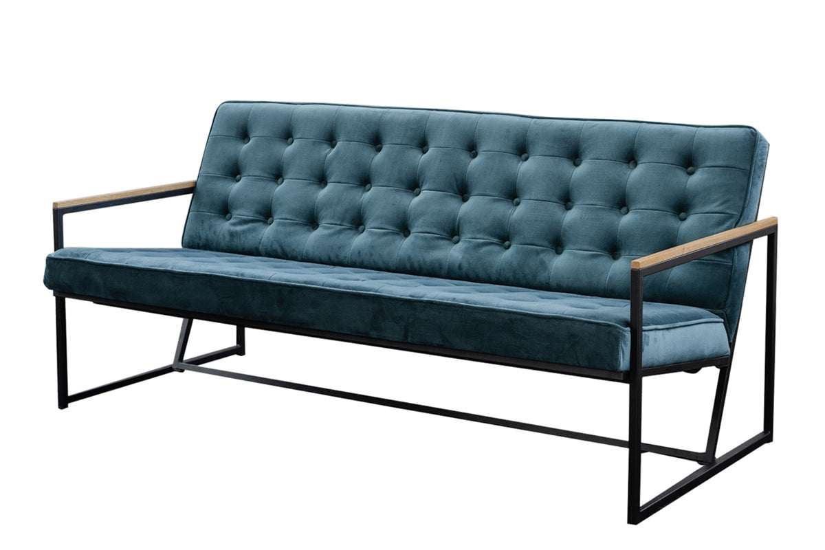 KAWOLA Sofa ARLY Polsterbank Bezug Velvet petrol