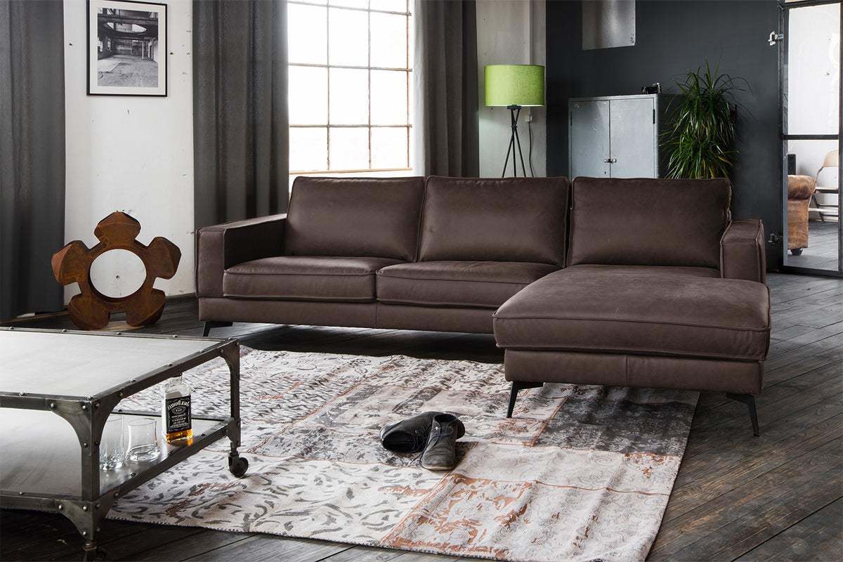 KAWOLA Sofa BLOOM Ecksofa Leder dunkelbraun