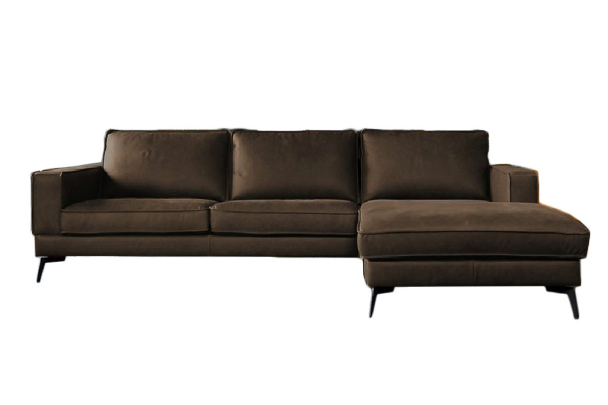 KAWOLA Sofa BLOOM Ecksofa Leder dunkelbraun