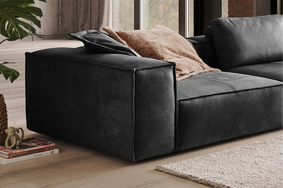 KAWOLA Sofa CARMO 4-Sitzer Leder anthrazit