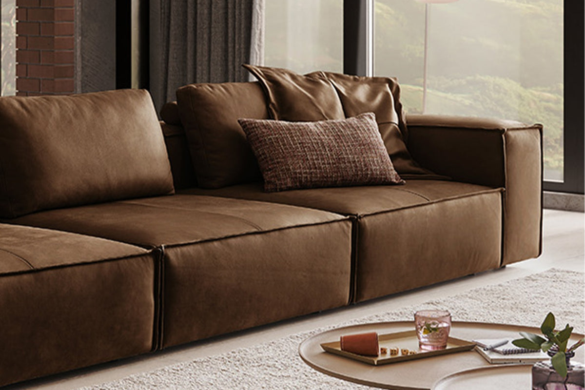 KAWOLA Sofa CARMO 4-Sitzer Leder braun