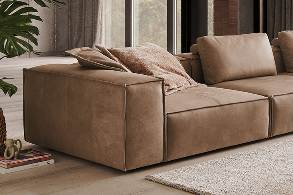 KAWOLA Sofa CARMO 4-Sitzer Leder taupe