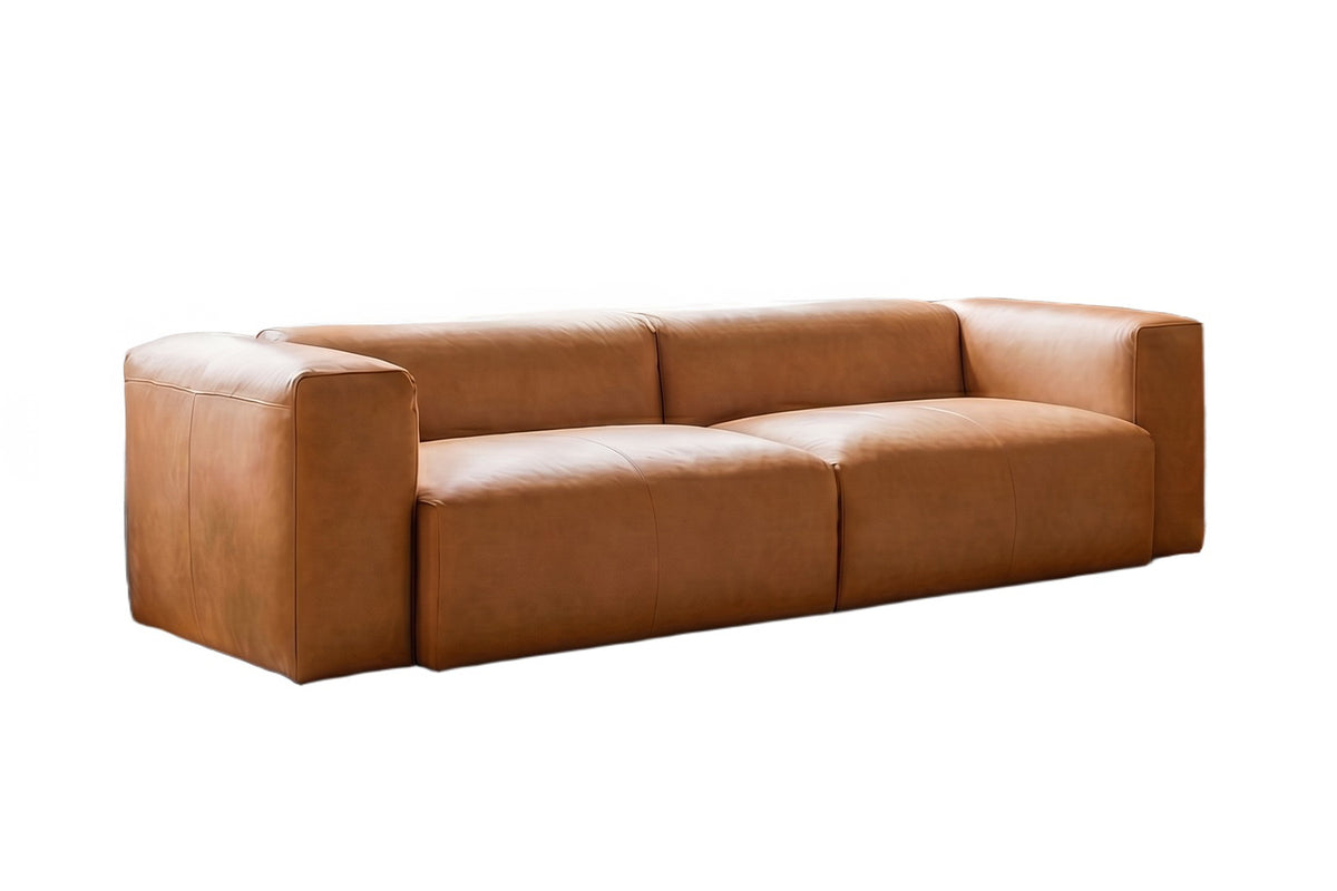 KAWOLA Sofa CELESTE 4-Sitzer Leder cognac