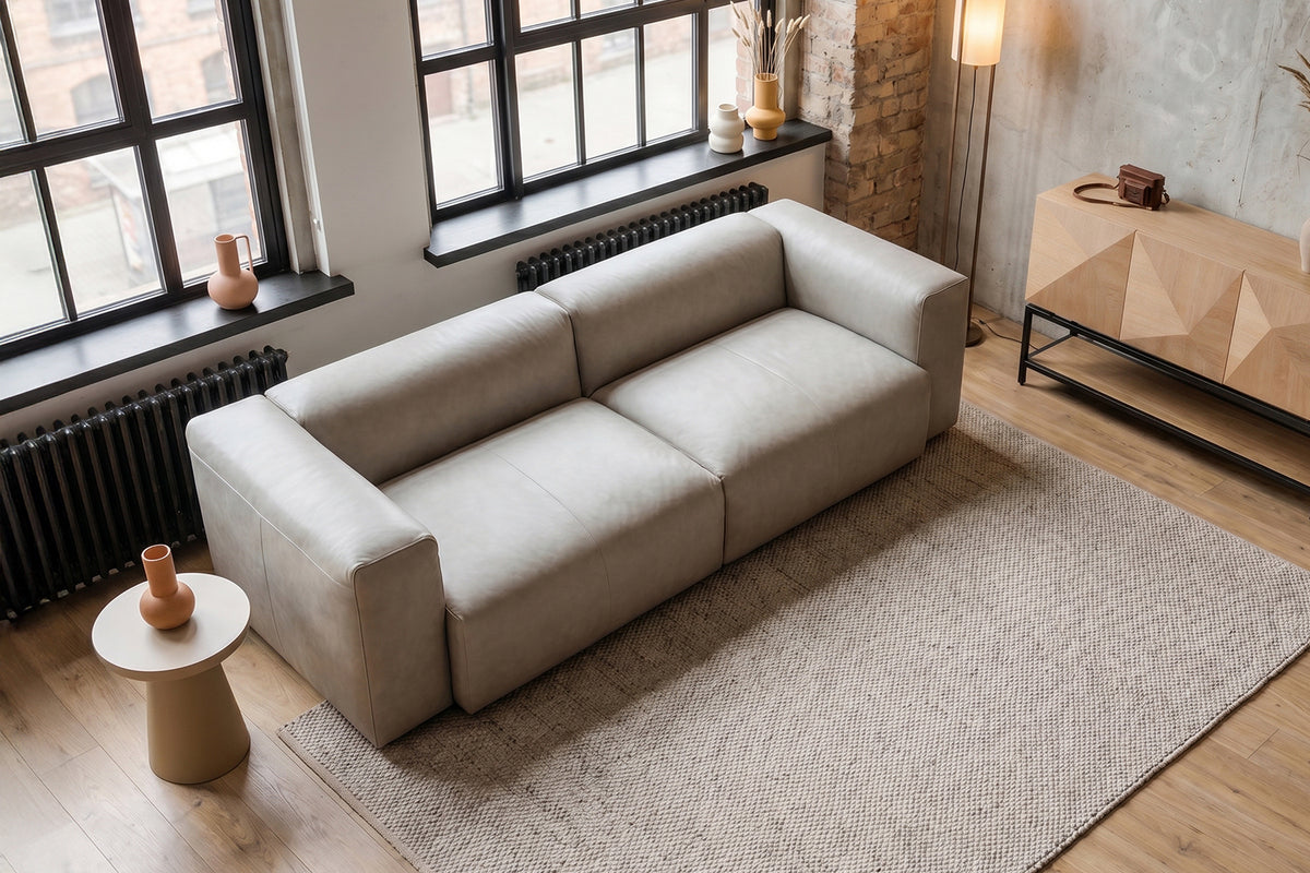 KAWOLA Sofa CELESTE 4-Sitzer Leder grau