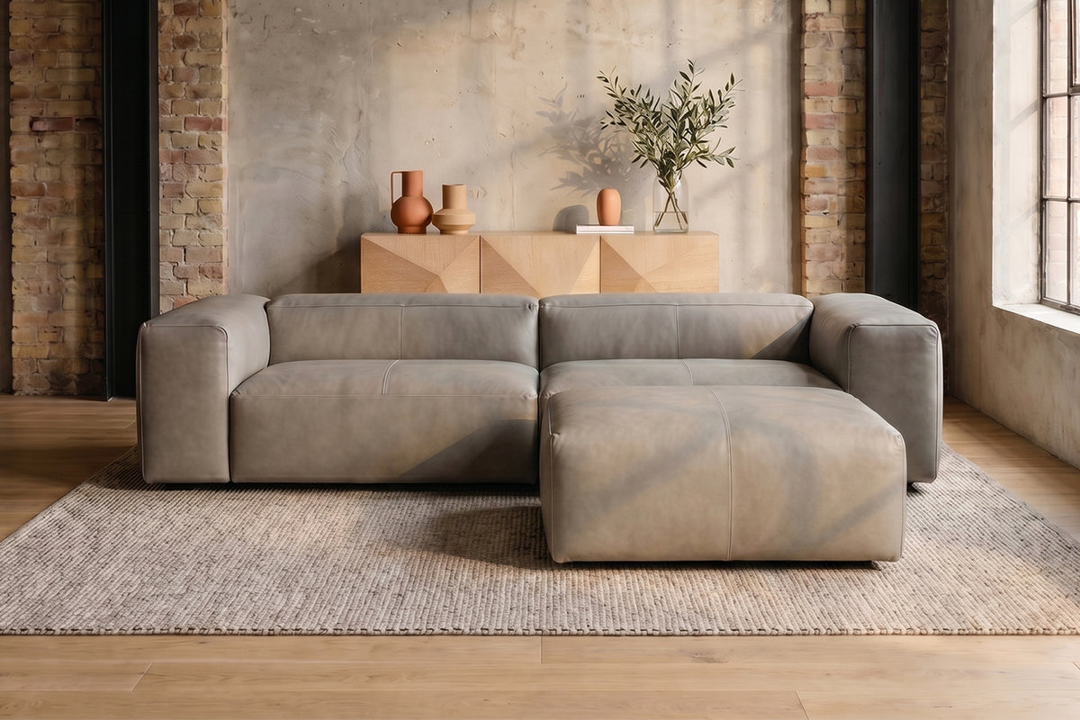 KAWOLA Sofa CELESTE 4-Sitzer Leder grau