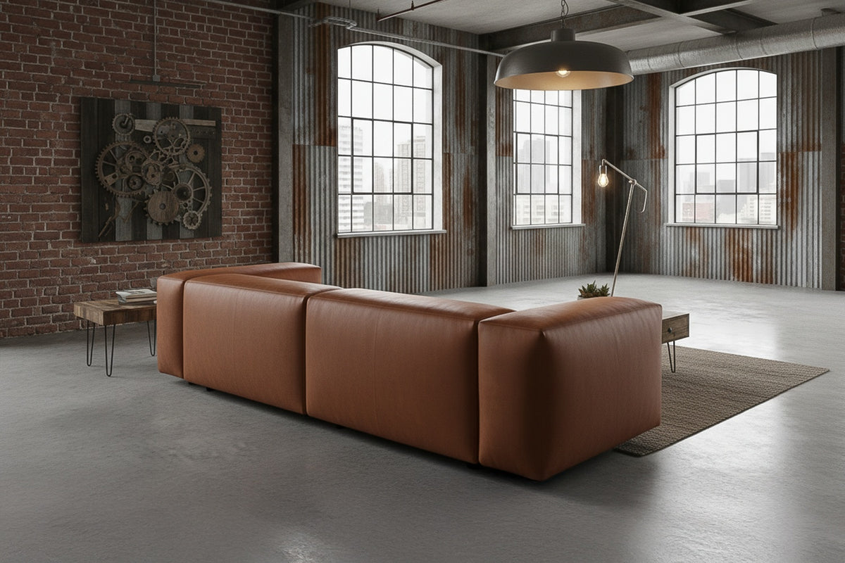 KAWOLA Sofa CELESTE 4-Sitzer Lederfaserstoff cognac